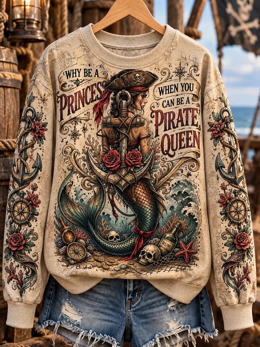 Women's Old Salt Pirate Queen Art Print Casual Sweatshirt