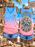 🧜‍♀️ Lost At Sea Mermaid and Dolphin Gradient Tank Top