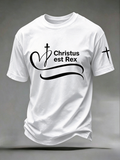 Faith Jesus Cross Embroidered Printed Casual Round Neck T-Shirt