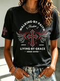 Women's Casual Faith Print T-shirt
