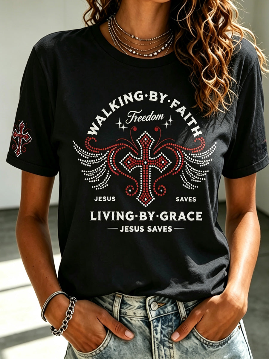 Women's Casual Faith Print T-shirt