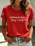 Women's Walking By Faith Print Casual T-Shirt