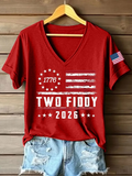 Two Fiddy Printed Casual T-Shirts of the United States Flag