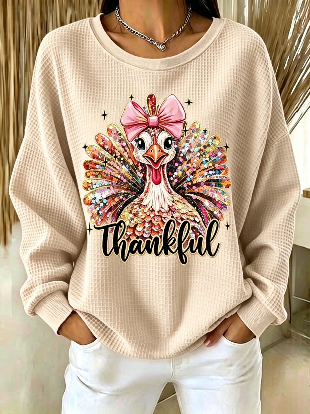 Women's Thanksgiving Print Sweatshirt