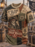 Jolly Roger Vintage Pirate Print Short Sleeve T-shirt