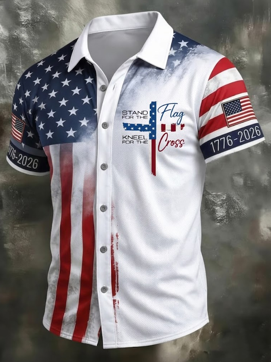 Men's Minimalist Faith Cross Embroidered Shirt