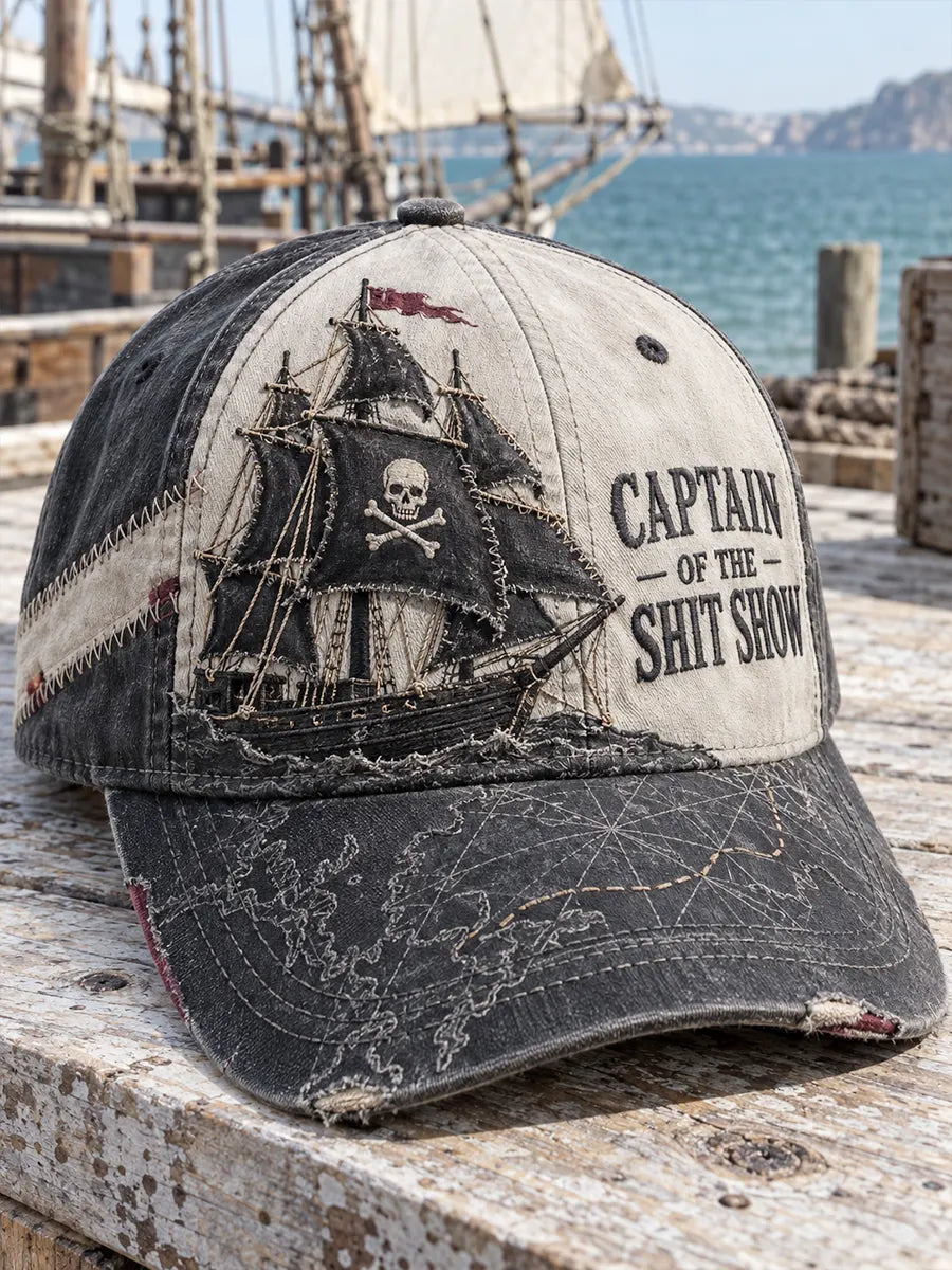 ⚔️ "Captain of the Shit Show" Black Sail Warship Embroidered Cap