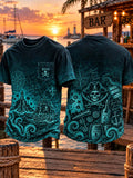 Dark Teal Pirate Rum Skeleton & Kraken Tentacles T-Shirt ☠️