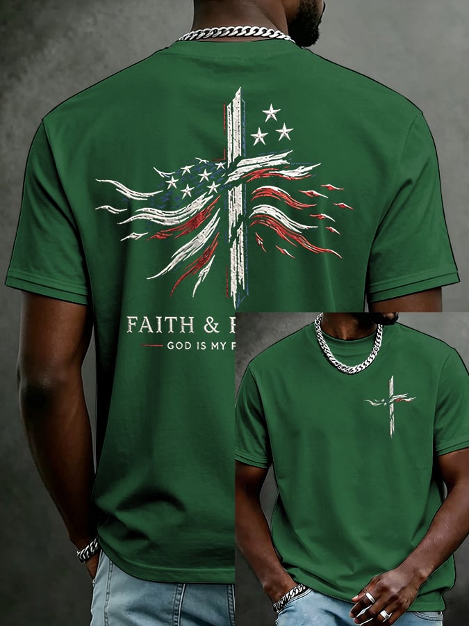 Men'S Casual Short-Sleeve T-Shirt With "Faith" Print