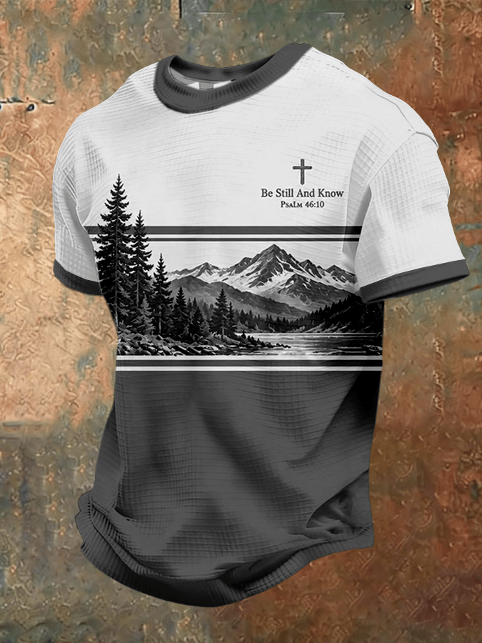 Men's Be Still And Know Psalm 46:10 Printed Waffle Top