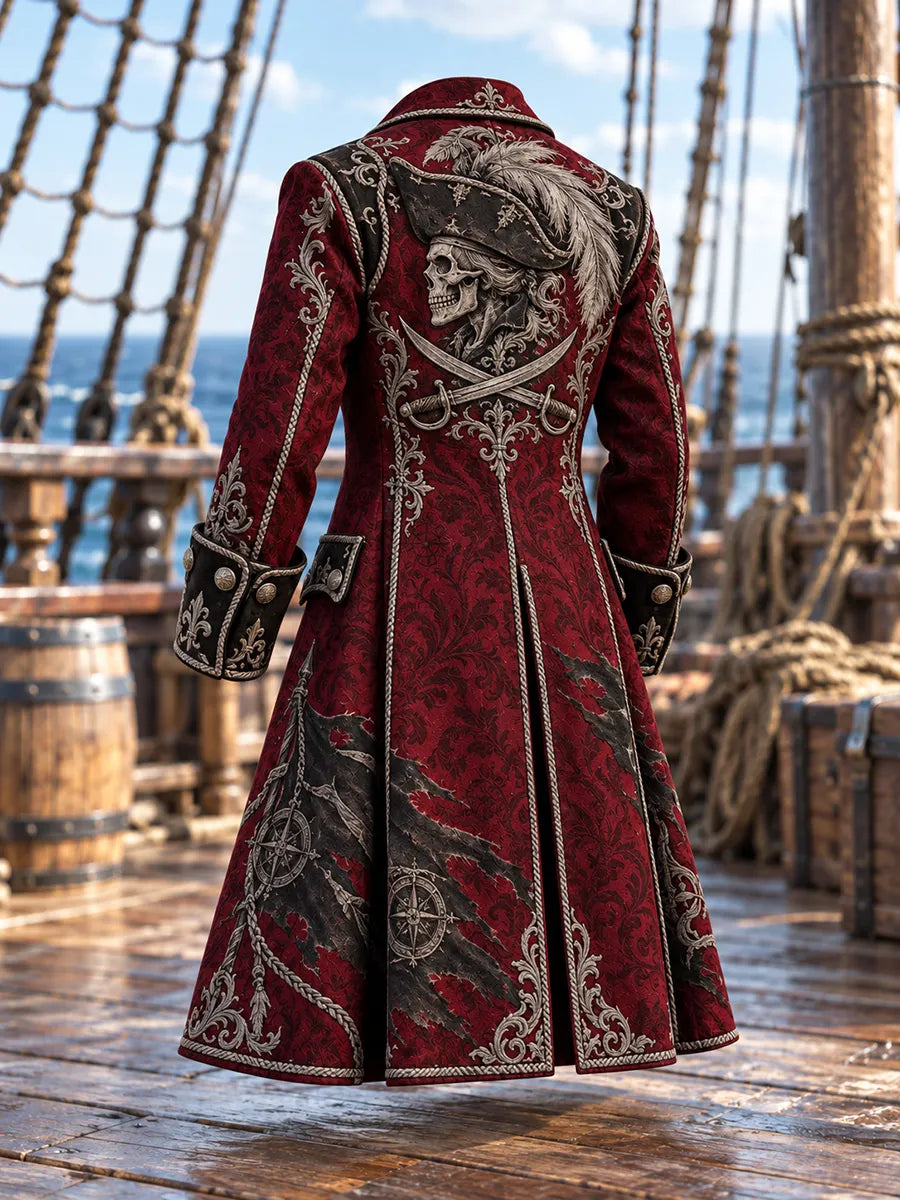 ⚔️ Men's Gothic Pirate Captain Trench Coat