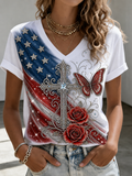 Women's America Flag Faith Print Printed T-Shirt