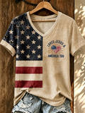 Women'S LOVES JESUS&AMERICA TOO Printed Casual T-Shirt