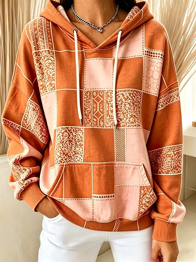 Women's Vintage Hoodie Geometric Hoodie