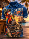 Men’s Retired Pirate Parrot Rum Time Short Sleeve Polo Shirt
