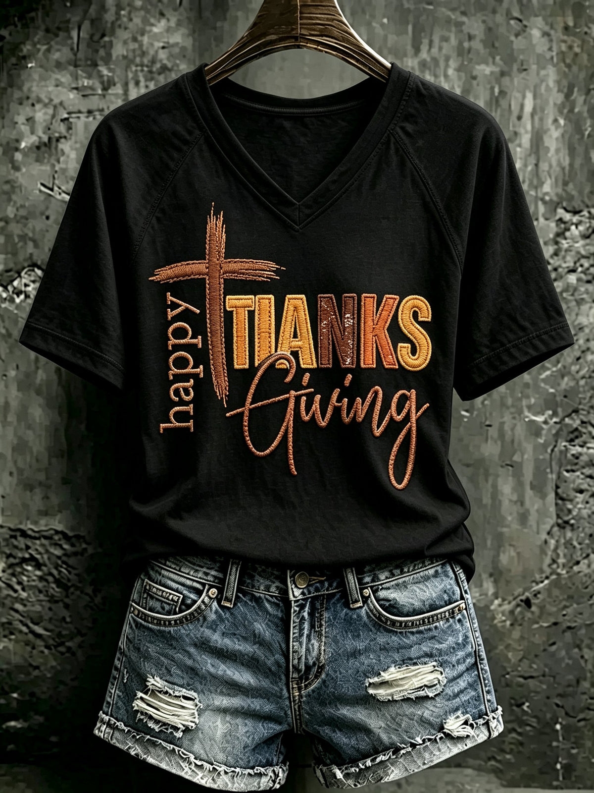 Women's Thanksgiving Print Casual T-shirt