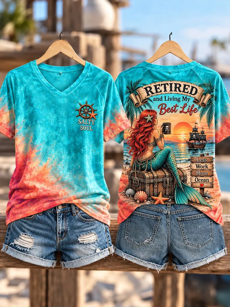 Women's Retired Mermaid Pirate Soul Beach Life Women's T-Shirt