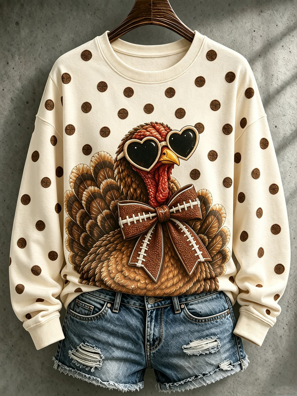 Women's Fun Turkey Football Print Sweatshirt