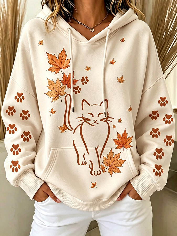 Women'S Leisure Cute Cat Hoodie