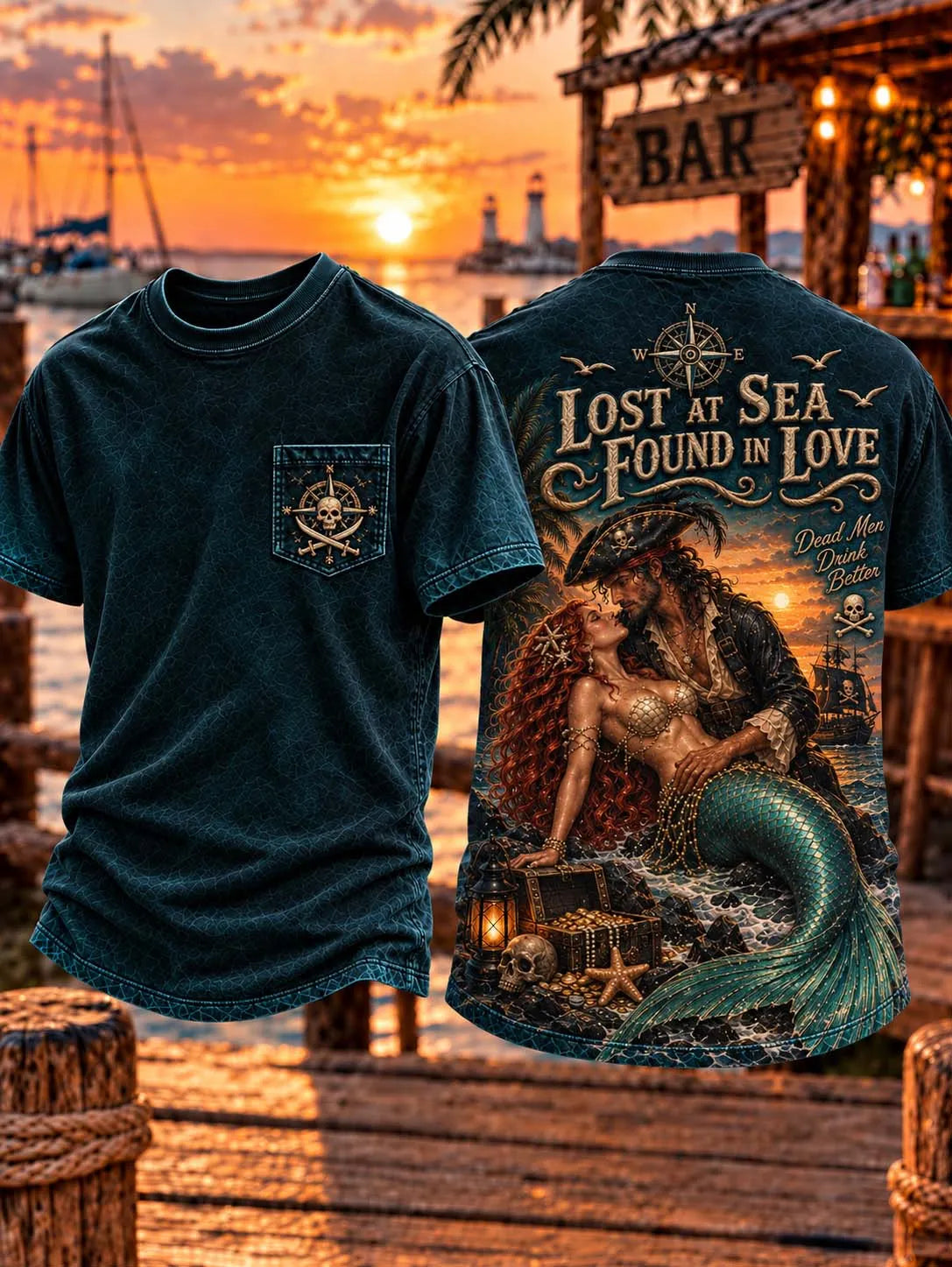 🏴‍☠️ Lost At Sea Found In Love Pirate Men's T-Shirt