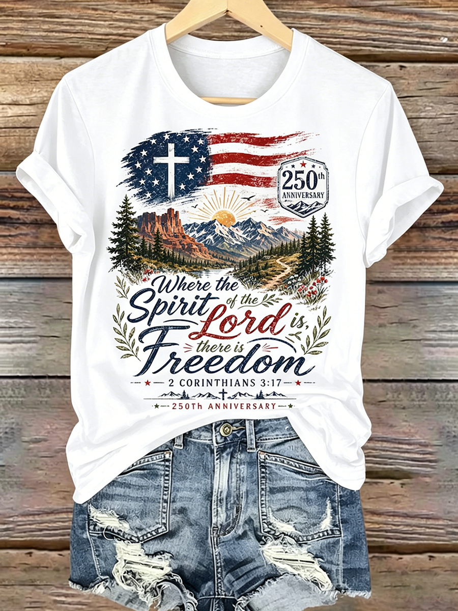 250Th Anniversary Faith Commemorative Printed Round Neck Top In The United States