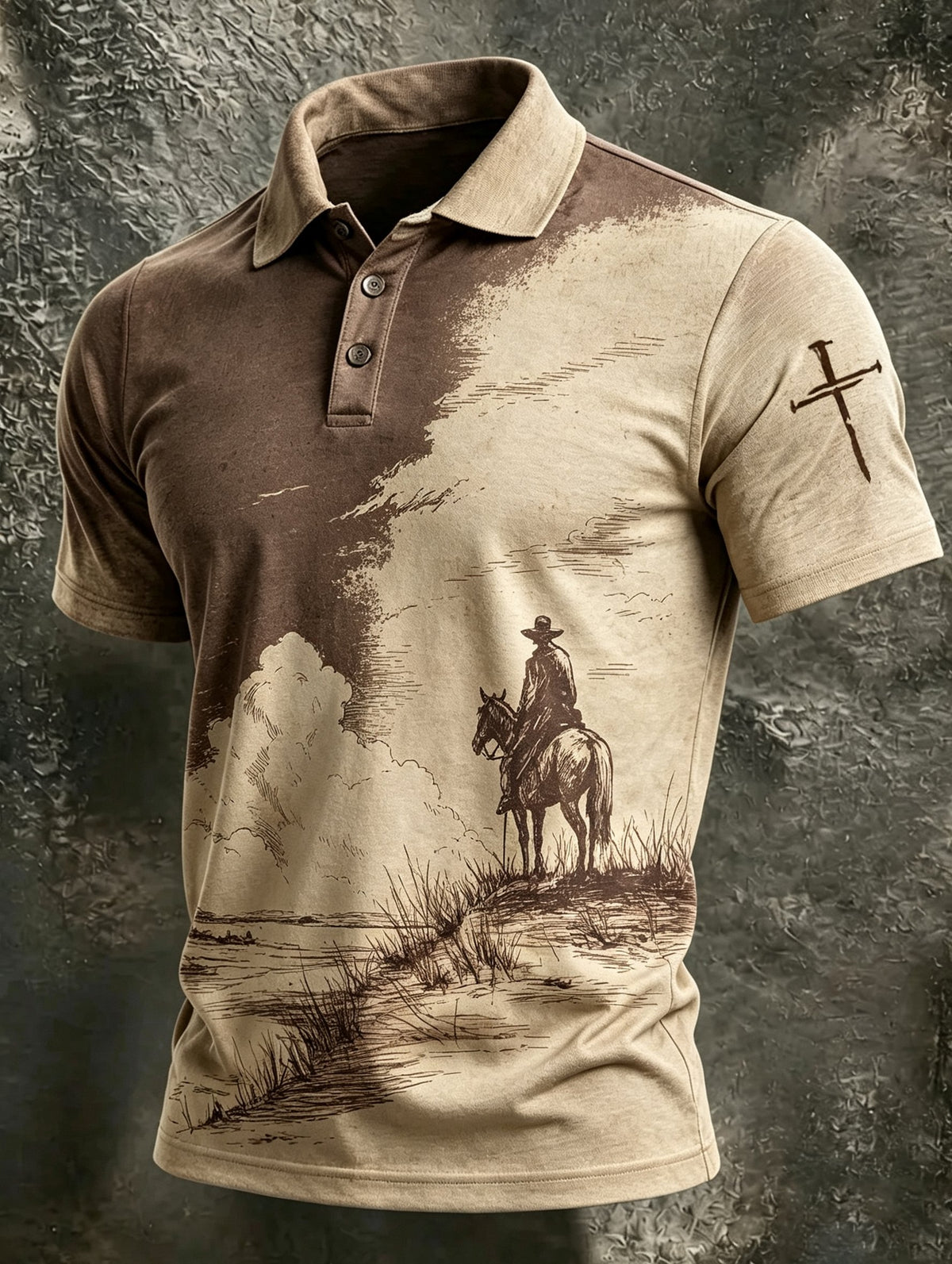 Men's Western-themed Print Top