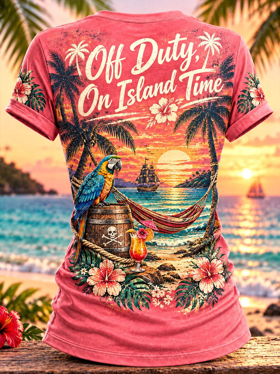 Island Vacation Pirate Woman Graphic T-Shirt
