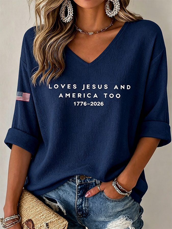 Women's LOVES JESUS ANDAMERICA TOO 1776-2026 Print Vest