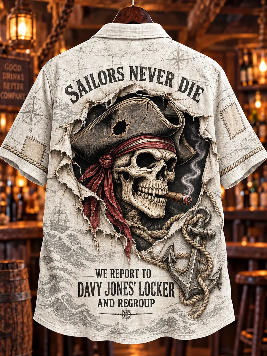 🏴‍☠️💀"Torn Parchment" Pirate Skull & Anchor Shirt