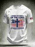 Men's Where The Spirit Of The Lord Is There Is Freedom Print Short Sleeve T-shirt