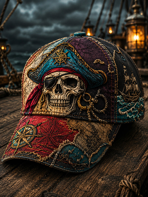 Men's Mysterious Pirate Skull Art Print Baseball Cap