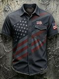 Men'S Casual American 250Th Anniversary Edition Printed Pocket Short Sleeved Shirt