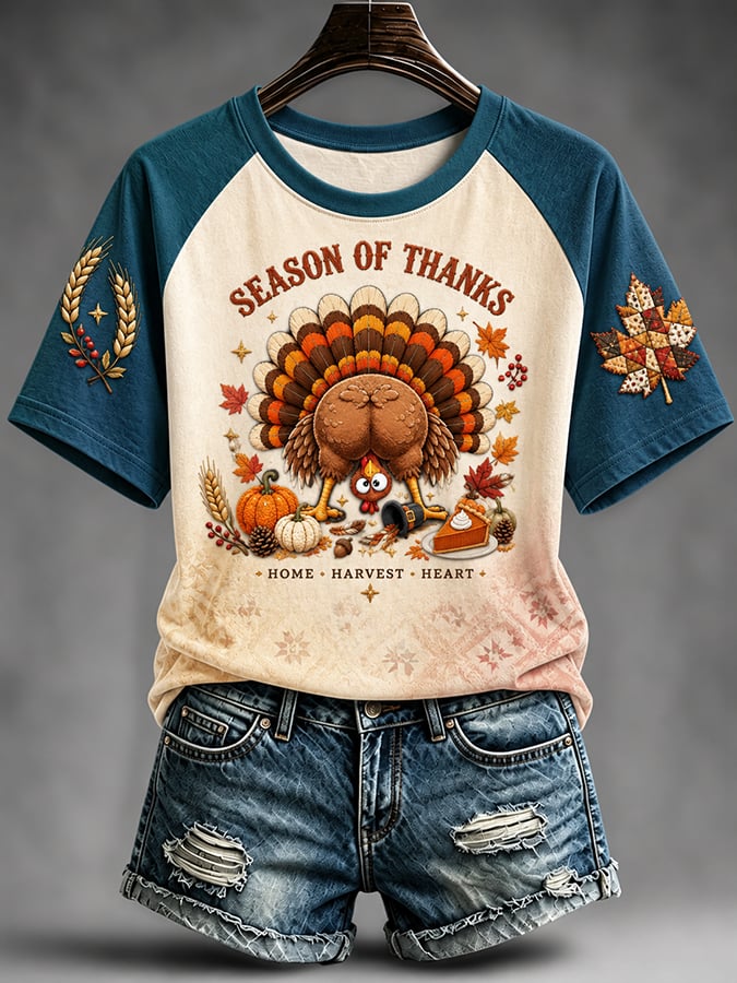 Women'S Thanksgiving Print Short-Sleeve T-Shirt