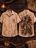 Grungy Pirate Skeleton Short Sleeve Shirt 🏴‍☠️