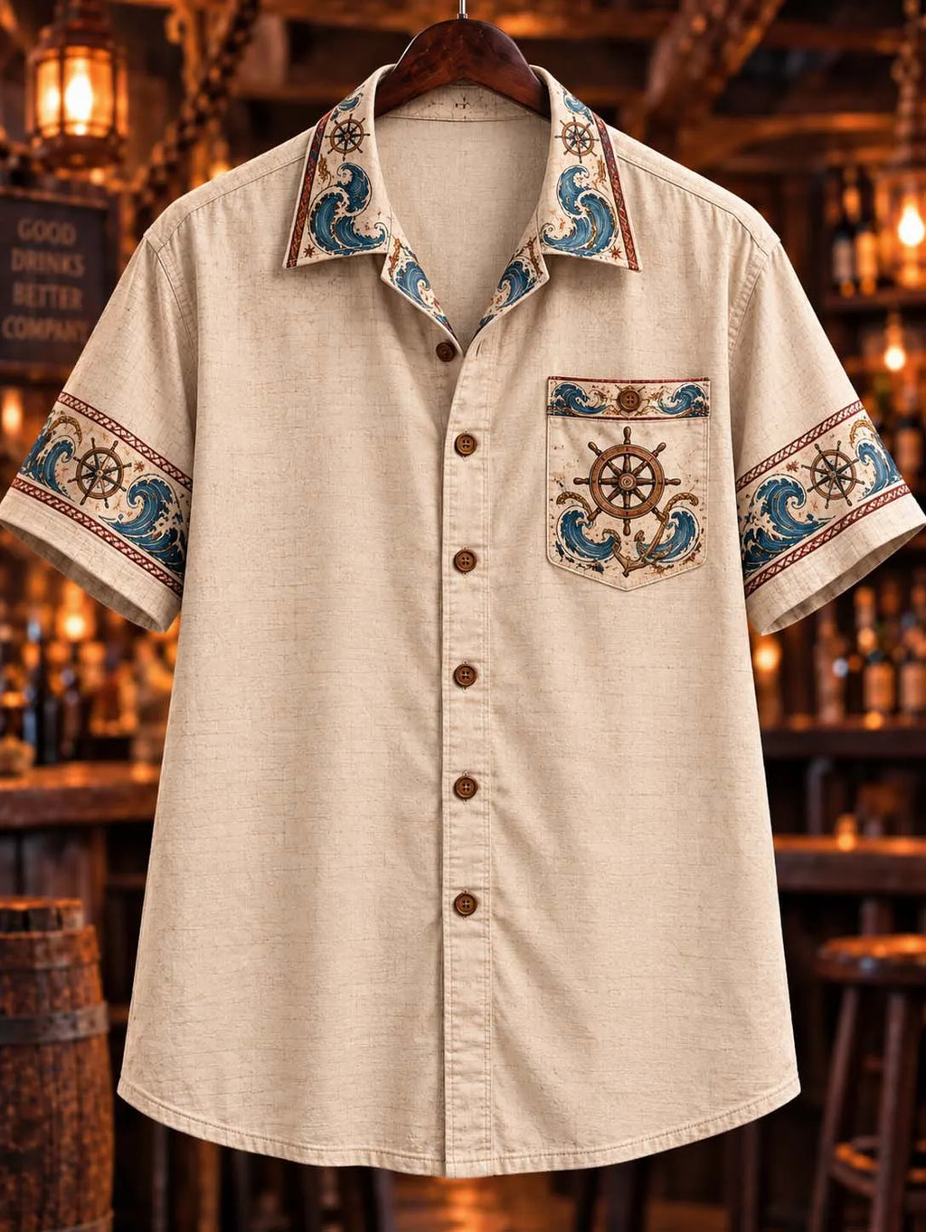 Lost At Sea Found At The Bar Pirate Captain Sunset Hawaiian Shirt ⚓️