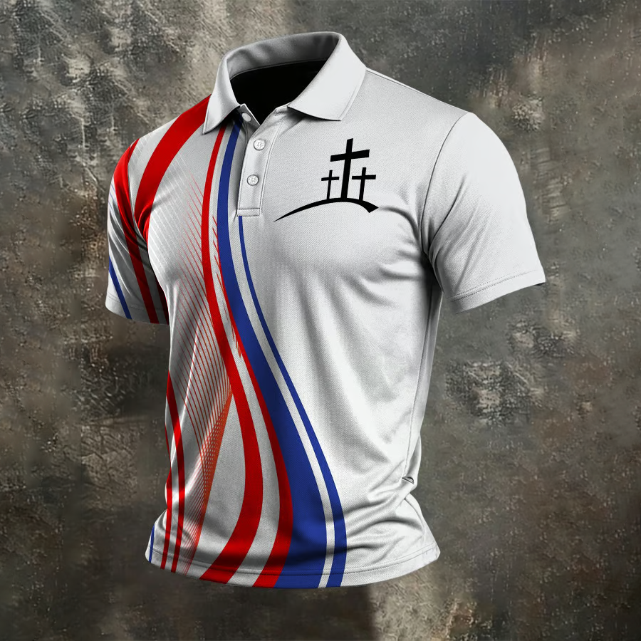 Men's Casual Faith Print Polo Shirt