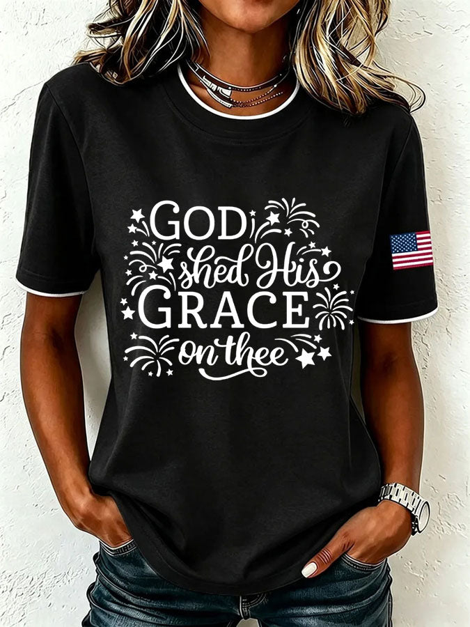 Women'S God Shed His Grace On Thee Print Casual T-Shirt