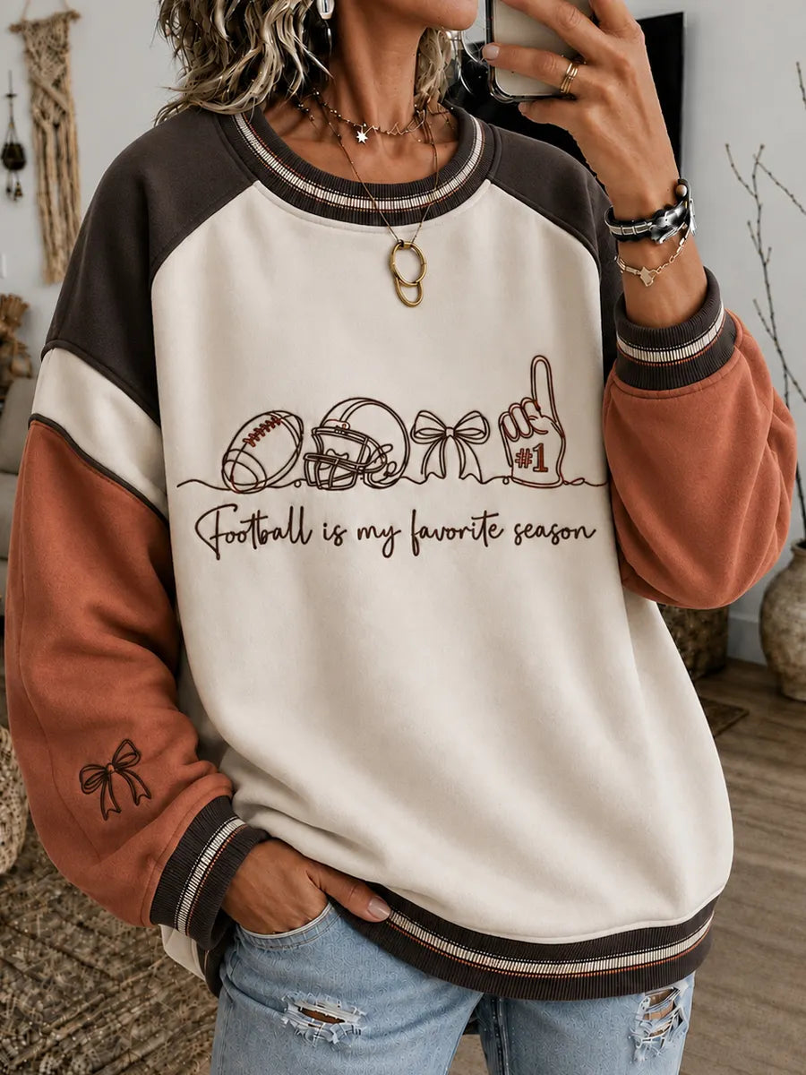 🎀 Football Is My Favorite Season Bow Line Graphic Sweatshirt