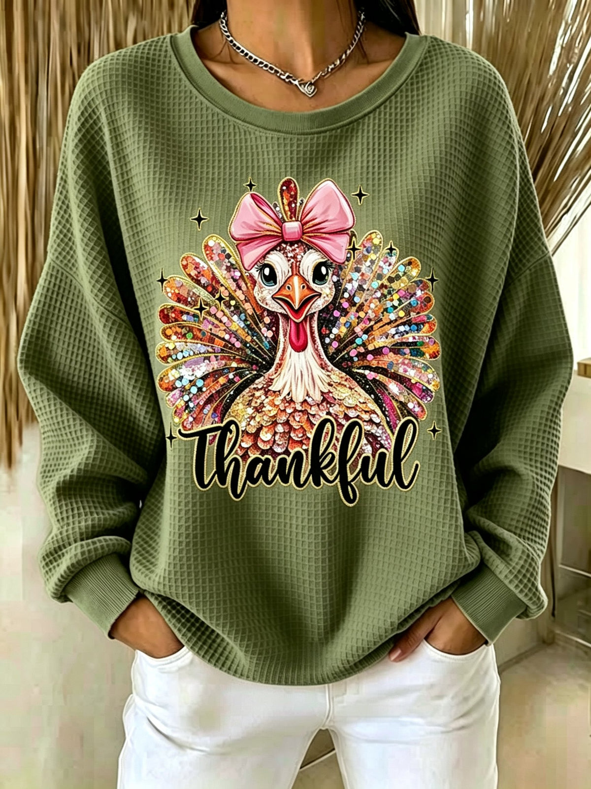 Women's Thanksgiving Print Sweatshirt