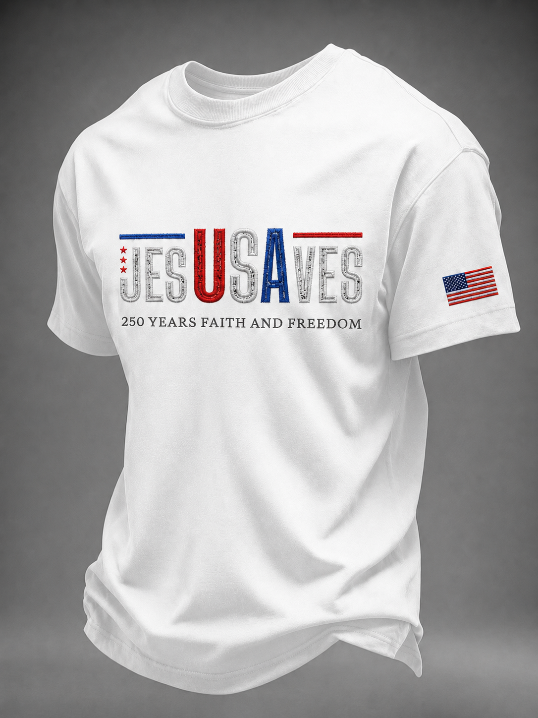 Men'S Faith American Flag Printed Short Sleeved T-Shirt