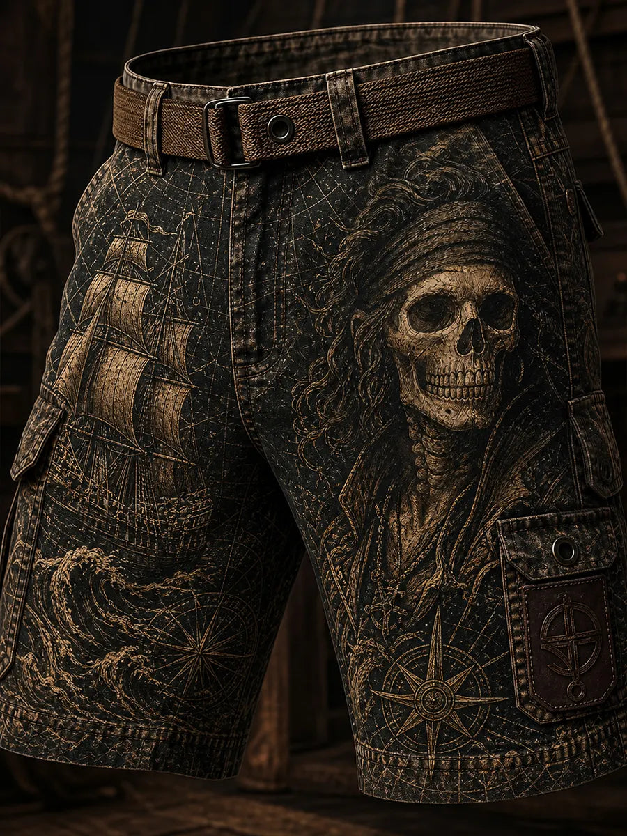 Retro Punk Pirate Art Print Casual Cargo Pants