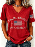 Women'S United States Of America Print Printed T-Shirt