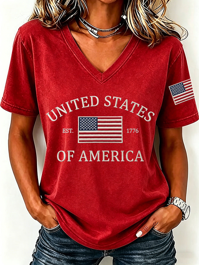 Women'S United States Of America Print Printed T-Shirt