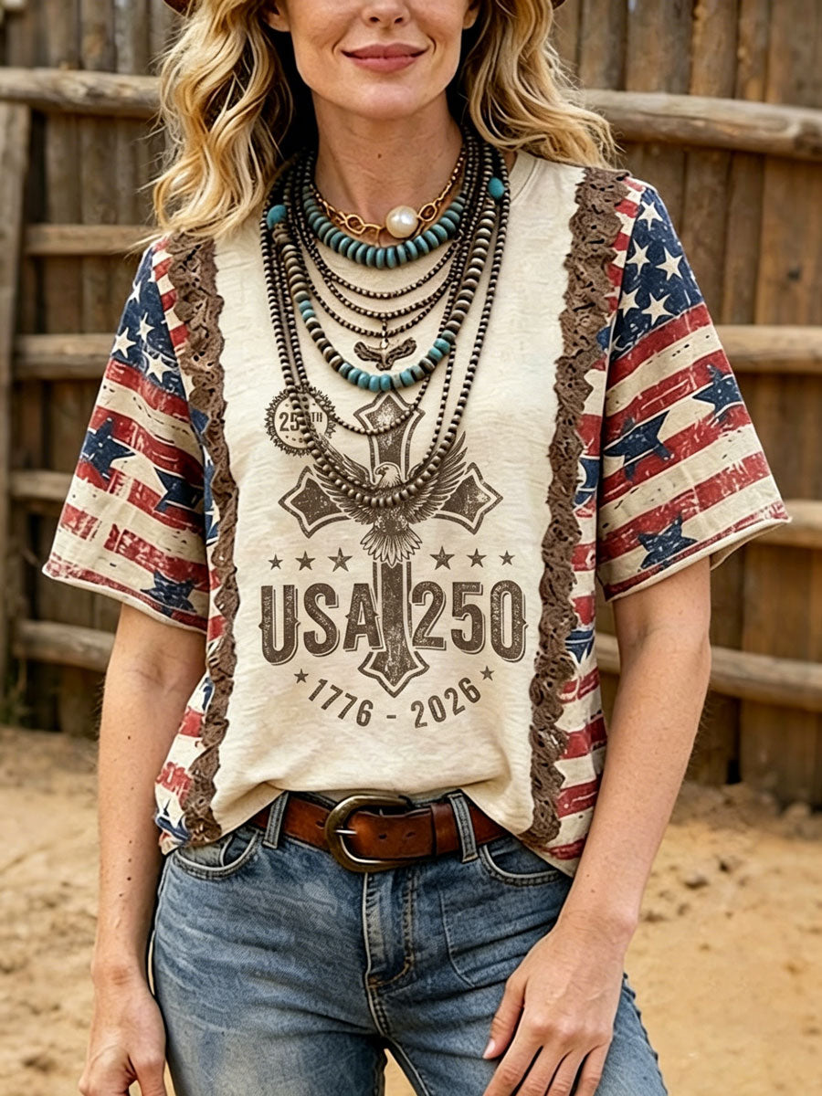 Ladies' 250Th Anniversary Faith Western Style Short Sleeved T-Shirt