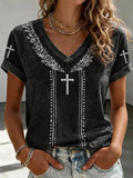 Women's Vintage Faith Cross Print T-Shirt