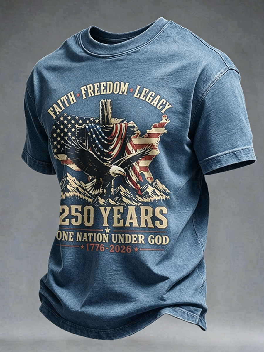 250Th Anniversary Commemorative Faith Printed Round Neck T-Shirt In The United States
