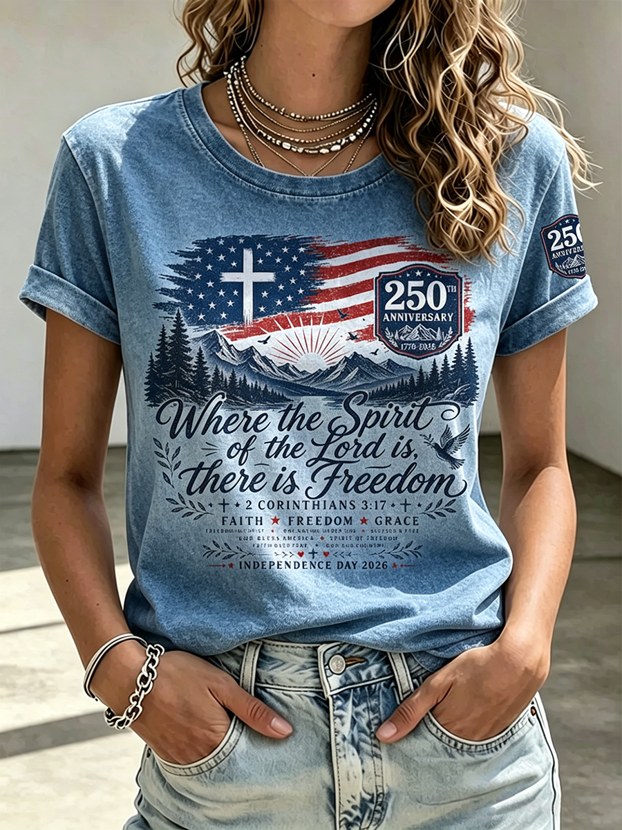 250Th Anniversary Faith Commemorative Printed Round Neck Top In The United States