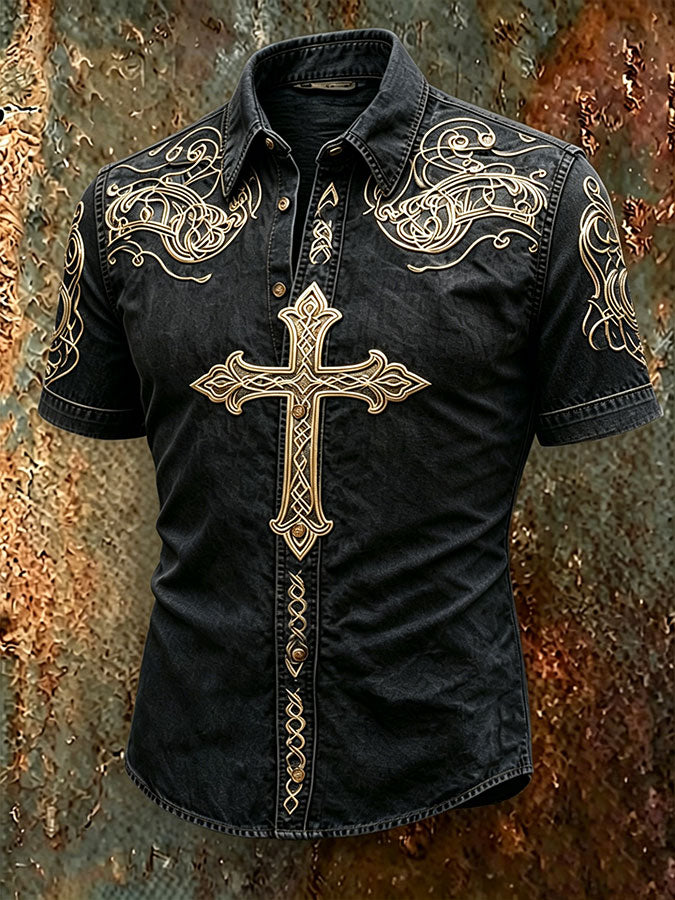 Men'S Faith Printed Casual Collar Shirt
