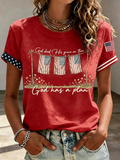 American Faith Jesus Slogan Commemorative Printed Casual T-Shirt
