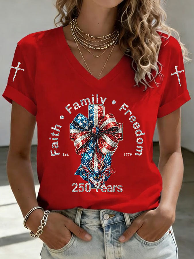 Women's Faith Family Freedom 250 Years T-shirt